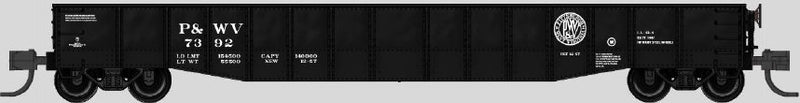 PREORDER Bluford Shops N 52314 52'6" 15-Panel Medium Dented Mill Gondola, Pittsburgh & West Virginia
