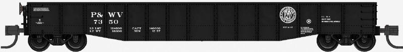 PREORDER Bluford Shops N 52310 52'6" 15-Panel Lightly Dented Mill Gondola, Pittsburgh & West Virginia