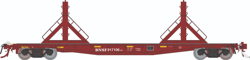 PREORDER Rapido HO 138402 F30D 50' Rail Flat Car Set, Burlington Northern Santa Fe MOW (6-Pack)