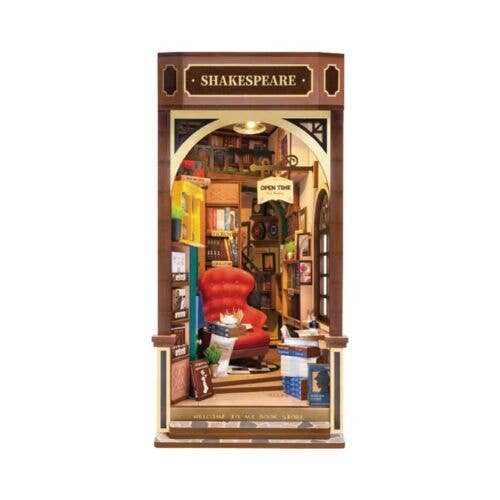 Robotime TGB07 Bookstore DIY Book Nook Shelf Insert, Laser-Cut Wood Kit, 3D Wooden Puzzle