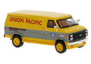 PREORDER Brekina HO 18254 1970s GMC Verdura Cargo Van, Assembled, UnionPacific (Armour Yellow, gray, red)