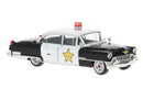 PREORDER Brekina HO 18356 1955 Cadillac Fleetwood, Assembled, Sheriff (black, white, gold)