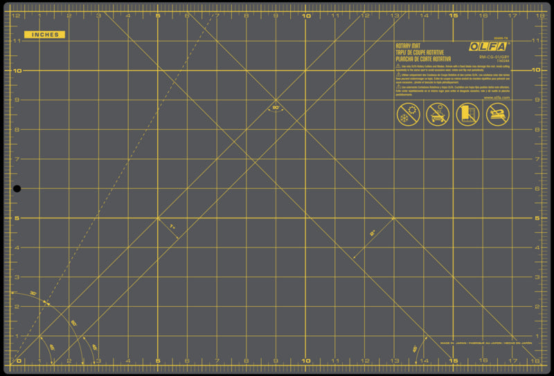 OLFA RM-CG 12" x 18" Double Sided Rotary Mat, Gray