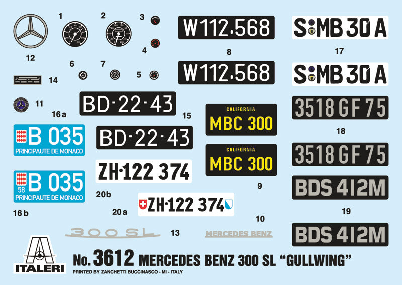 Italeri 3612 MERCEDES-BENZ 300 SL GULLWING 1:16