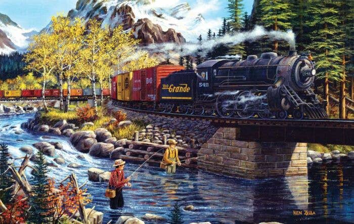 Train Enthusiast Vendors 39917 Cascade Run Train Jigsaw Puzzle, 550 Pieces 15 x 24" 38.1 x 61cm