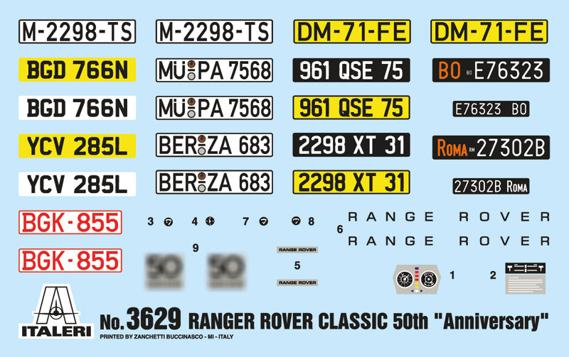 Italeri 3629 RANGE ROVER Classic 50th Anniversary 1:24