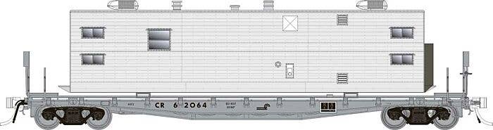 Rapido HO 138102A Class F30A 50' Flatcar with Sleeper Trailer 6-Pack, Conrail