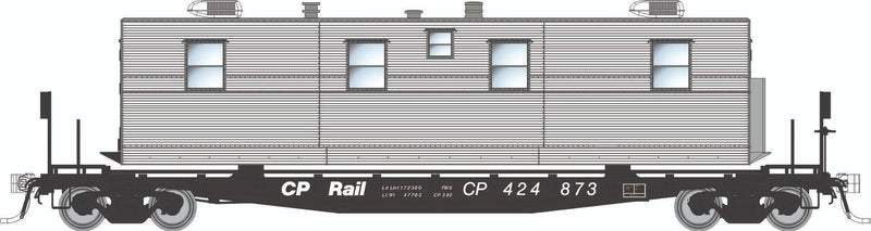 PREORDER Rapido HO 138114A F30A 50' Flat Car with Camp Van, Canadian Pacific MOW