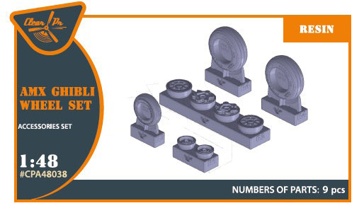 Clear Prop 1/48 AMX Ghibli wheel set for Kinetic, Hobby Boss kits