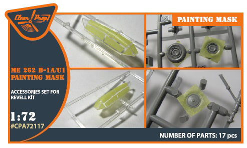 Clear Prop 1/72 Me-262B-1A/U1 painting mask on "yellow kabuki paper" for Revell kit