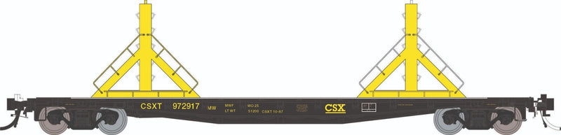 PREORDER Rapido HO 138404A F30D 50' Rail Flat Car , CSX MOW