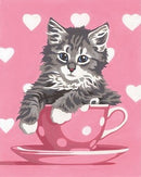 Paint Works Paint by Number 91691 Kitten Tea Cup PBN 8x10 Beginner