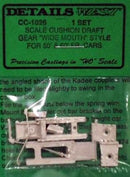 Details West HO 1026 Scale Cushion Draft Gear for 50' and 60' Freight Cars "Wide Mouth" Style with Cut Bars (1 Set)