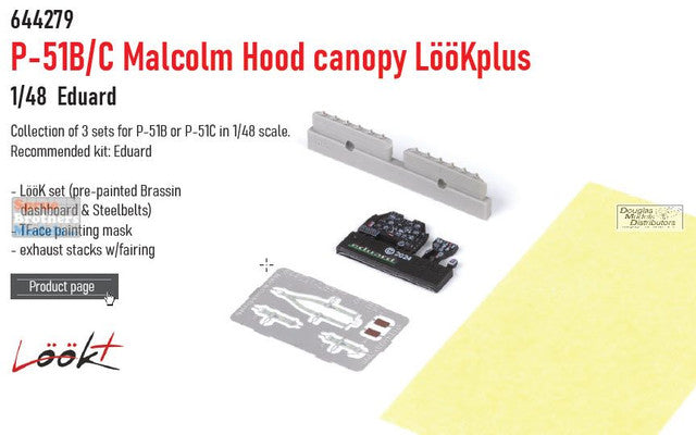 Eduard P-51B/C Malcolm Hood canopy L??Kplus 1/48 Brassin for EDUARD