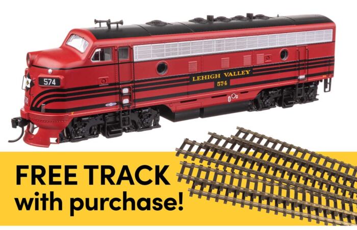 Walthers HO 11409 EMD F7A Locomotive Standard DC with WalthersTrack Code 83 Flex Track 5-Pack, Lehigh Valley