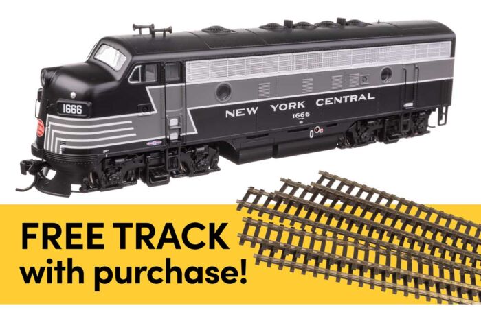 Walthers HO 11412 EMD F7A Locomotive Standard DC with WalthersTrack Code 83 Flex Track 5-Pack, New York Central