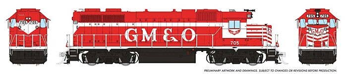 PREORDER Rapido HO 38058 EMD GP38 Low Nose Locomotive, Gulf Mobile & Ohio