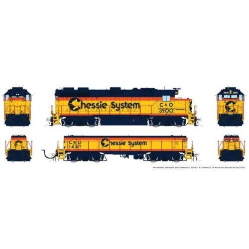 PREORDER Rapido HO 39520 EMD GP39 & EMD/Huntington SWMT Slug Set Locomotive, Chessie System C&O