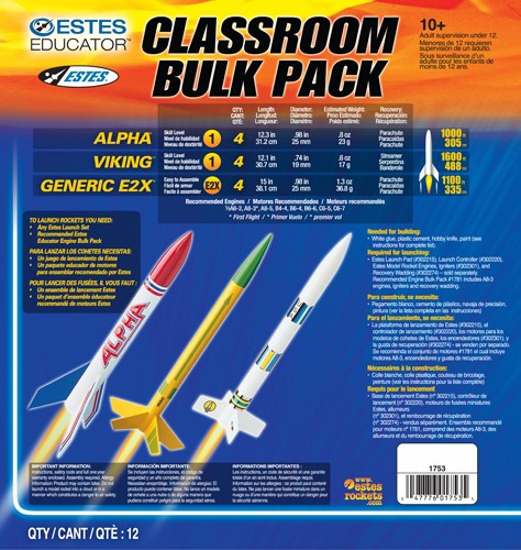 Bulk Rockets Estes Rockets 1753 Avg Bulk Pack 12pk