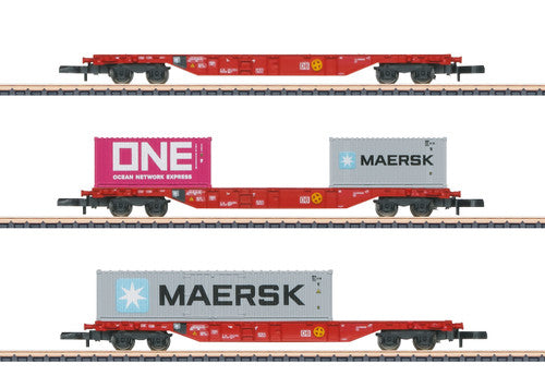 Marklin Z 082640 Container Transport Car Set, Deutsche Bahn
