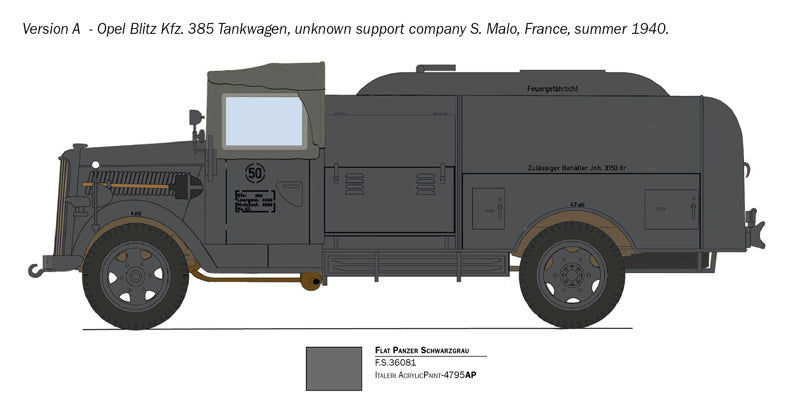 Italeri 2808 - SCALE 1 : 48 OPEL BLITZ TANKWAGEN Kfz.385