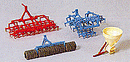 Preiser HO 00 17919 Farm Implements, Drag Disc, Harrow & Manure Spreader