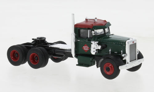 Brekina Automodelle 85758 1955 Peterbilt 281 Semi Tractor Only - Assembled -- Railway Express Agency (green, red), HO Scale