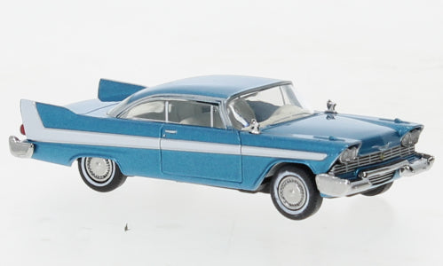 Brekina Automodelle 19678 1958 Plymouth Fury - Assembled -- Blue, Whit