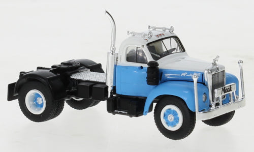 Brekina Automodelle 85975 1953-1966 Mack B61 Tractor Only - Assembled -- Blue, White, HO Scale