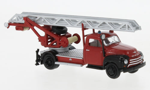 Brekina Automodelle 35430 1952 Opel Blitz DL 18 Fire Ladder Truck - Assembled -- Red, Black, HO Scale