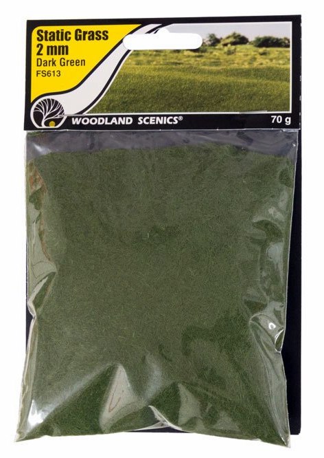 Woodland Scenics FS613 Static Grass, Dark Green (2mm)