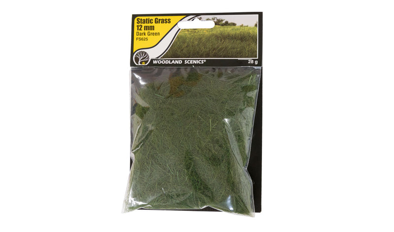 Woodland Scenics FS625 Static Grass, Dark Green (12mm)