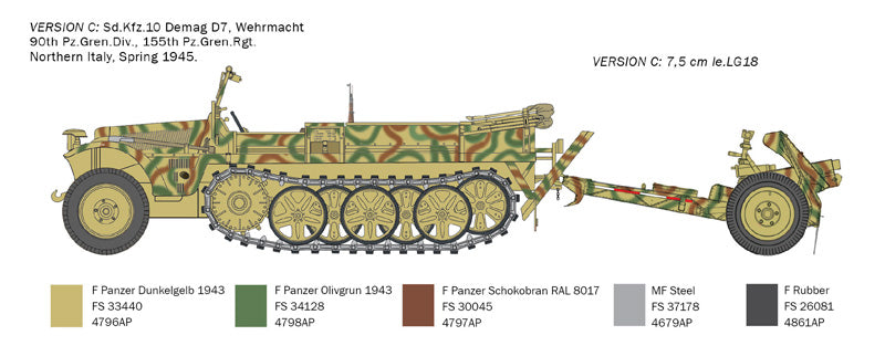 Italeri 6595 - SCALE 1 : 35 Sd. Kfz. 10 Demag D7 with 7,5 cm leIG 18 and crew