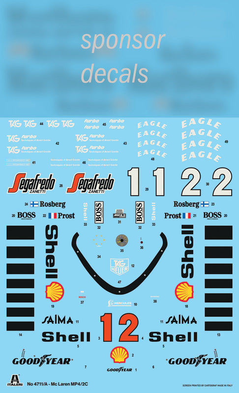 Italeri 4711 - SCALE 1 : 12 McLaren MP4/2C Prost-Rosberg