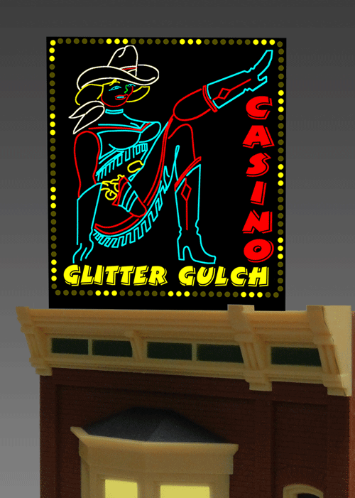 Miller Engineering Animation 88-2601 Glitter Gulch Casino Sign, Large, HO and O Scales