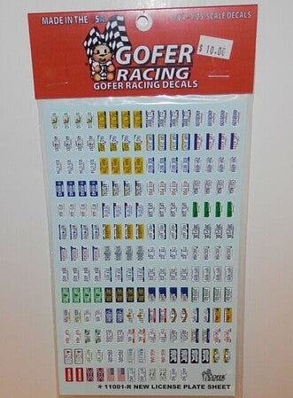 Gofer Racing 11001R GR LICENSE PLATE DECALS