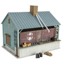 Micro-Trains HO 900 56 010 Grain Storage Building with 40' Boxcar Kit, Unpainted Structure, boxcar Decorated on 1 Side