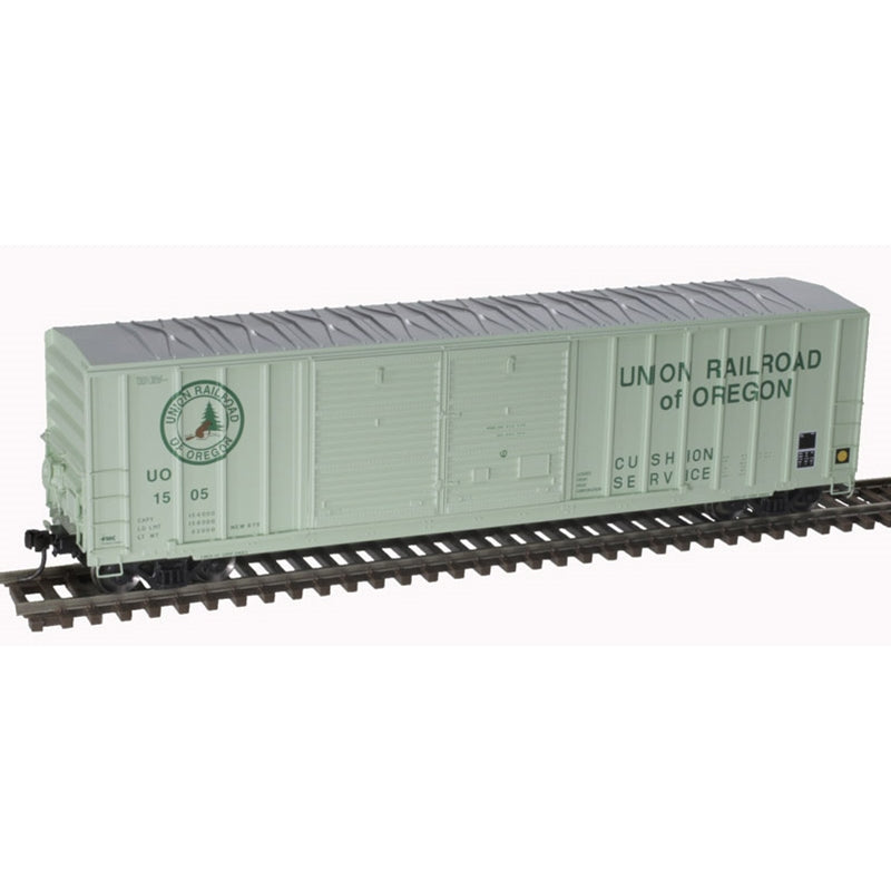 Atlas 20005877 FMC 5077 50' Double-Door Boxcar with Offset Doors - Ready to Run - Master(R) -- Union Railway of Oregon 1508 (green), HO Scale