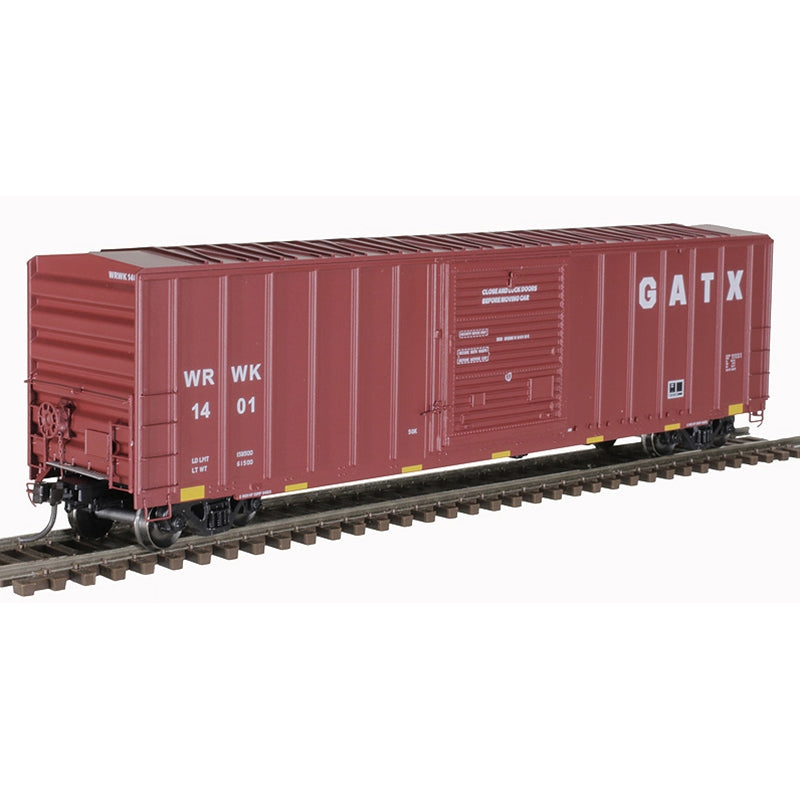 Atlas 20006213 FMC 5077 Single-Door Boxcar - Ready to Run -- GATX WRWK 1405 (Boxcar Red, white), HO Scale