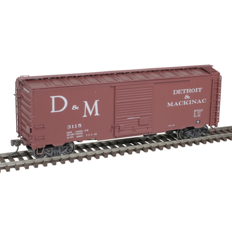 Atlas 20006815 HO 40' Postwar Box Car w/ 8' Door Detroit and Mackinac 3113 (Brown/White)