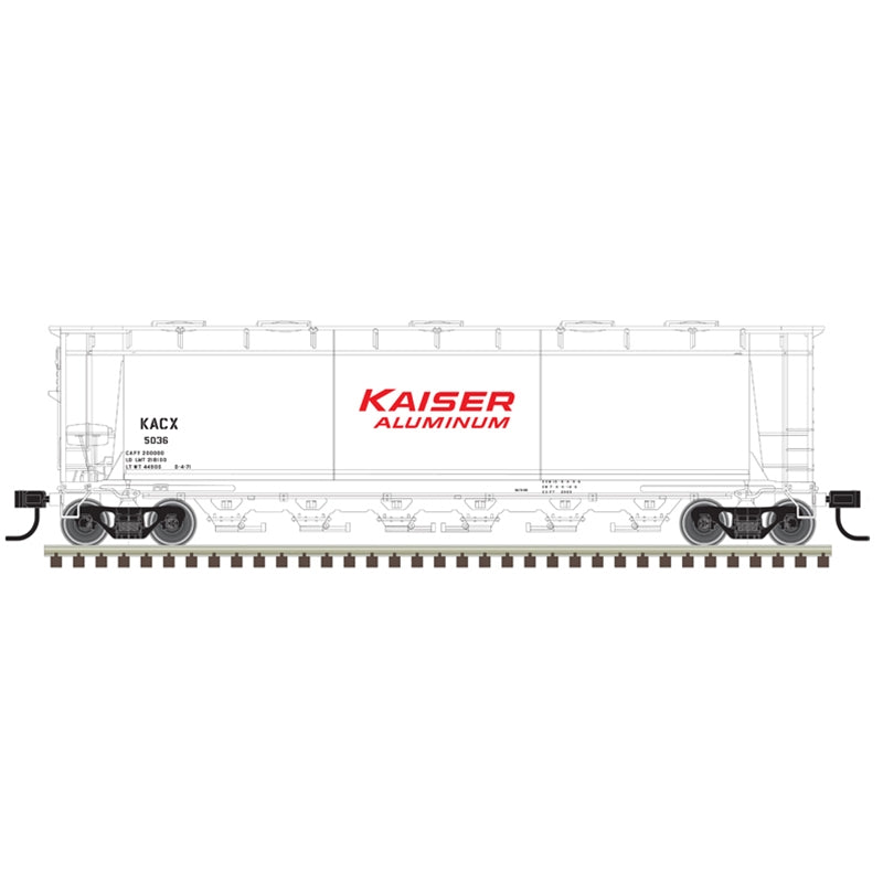 Atlas 20007190 ACF 6-Bay Cylindrical Hopper - Ready to Run -- Kaiser Aluminum