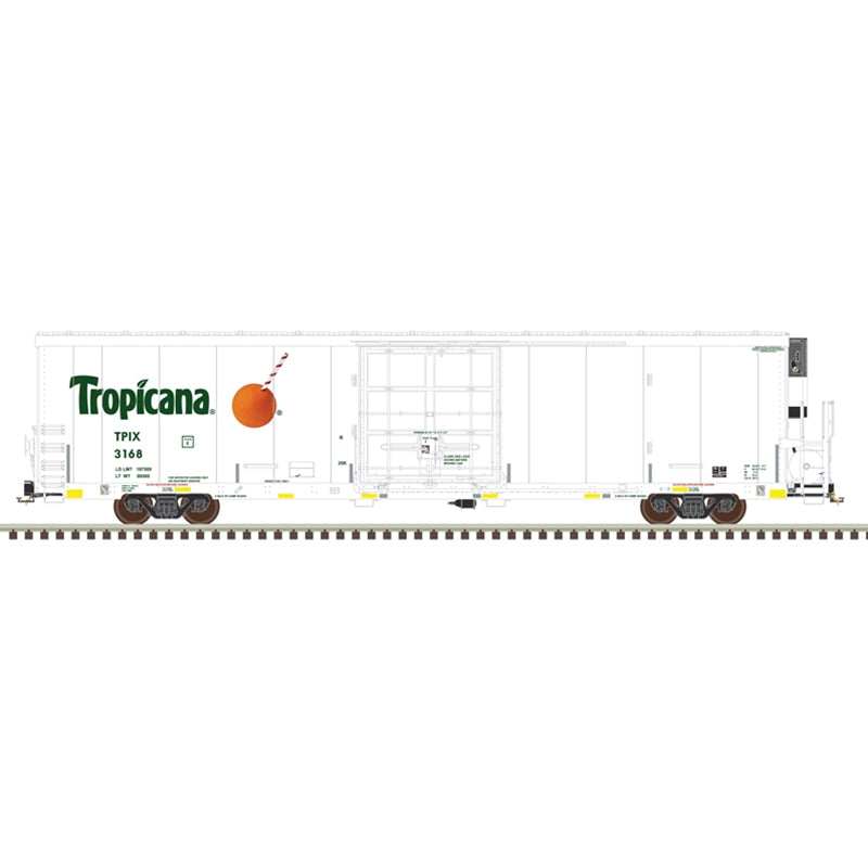 PREORDER Atlas 20007327 TrinityRail(R) 64' Modern Reefer - Ready to Run -- Tropicana #3078 (white, green, orange, Safety Stripes #1), HO