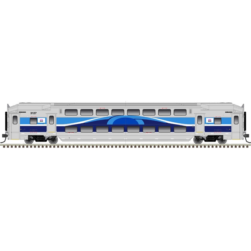 Atlas 20007389 Multi-Level Commuter Coach Trailer - Ready to Run -- Montreal EXO