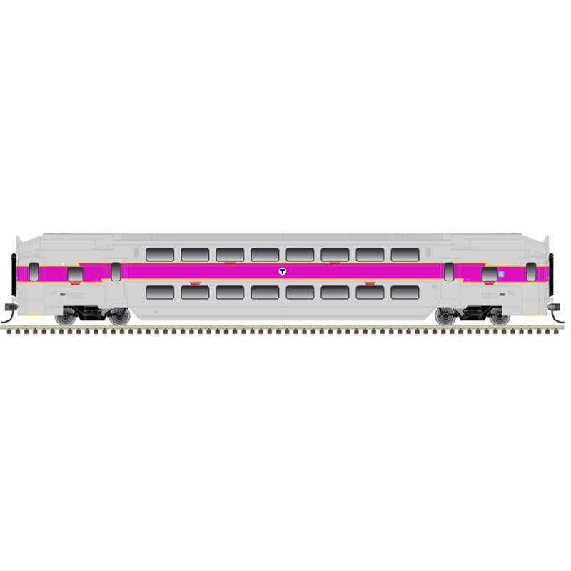 PREORDER Atlas 20007400 Multi-Level Commuter Coach Trailer - Ready to Run -- Massachusetts Bay Transportation Authority