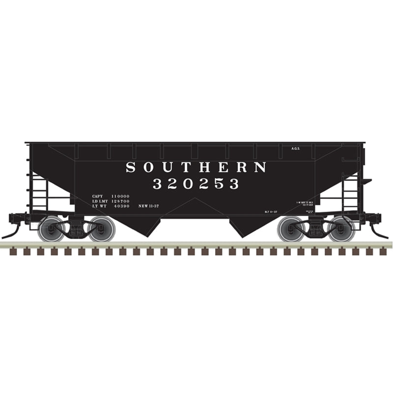PREORDER Atlas 20007431 Offset-Side 2-Bay Open Hopper - Ready to Run -- Southern Railway AGS