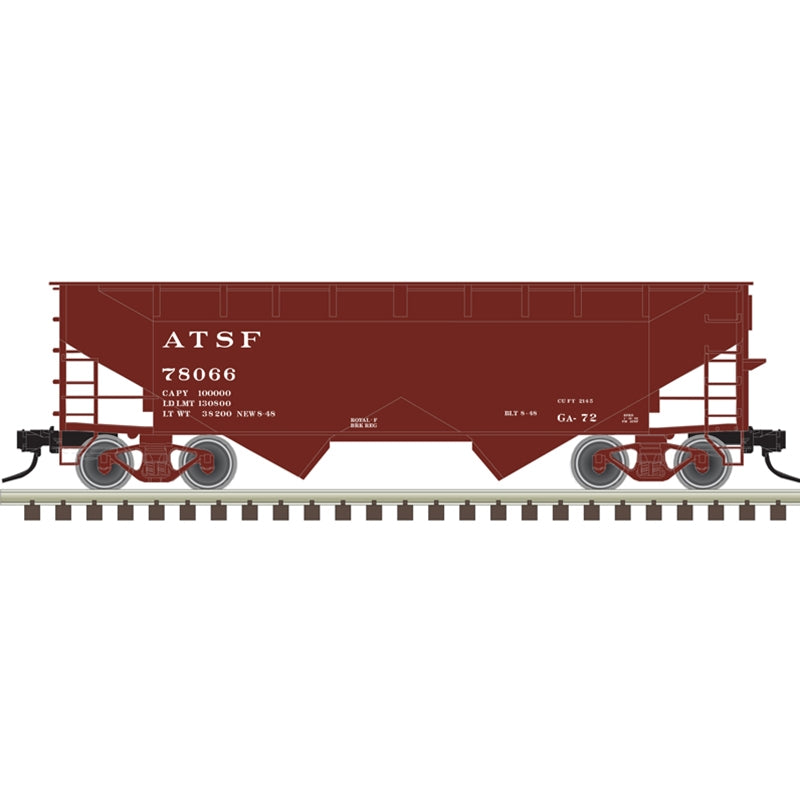 PREORDER Atlas 20007441 Offset-Side 2-Bay Open Hopper 3-Pack - Ready to Run -- Santa Fe