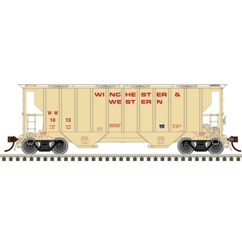 PREORDER Atlas Master Line HO 20007703 Portec 3000 2-Bay Covered Hopper, Winchester & Western