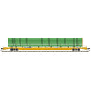 PREORDER Atlas HO 20008203 ACF 89' F89-J Flatcar with Deck Risers & Green Pipe Load, TTX PTTX