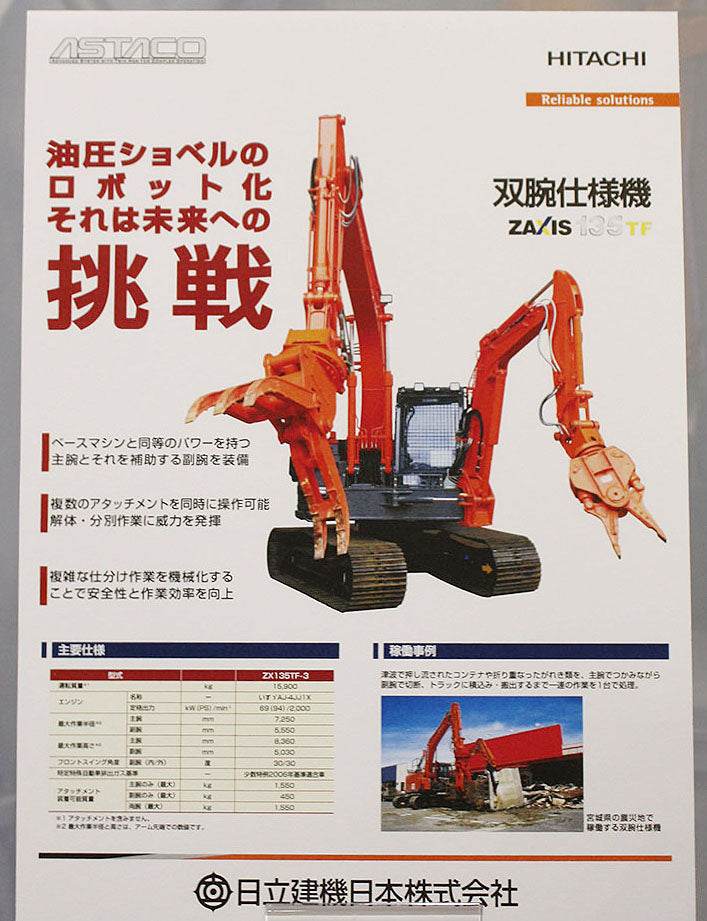 Hasegawa Models 54004 Hitachi Construction Machinery dual arm specification machine Astaco NEO 1:35 SCALE MODEL KIT