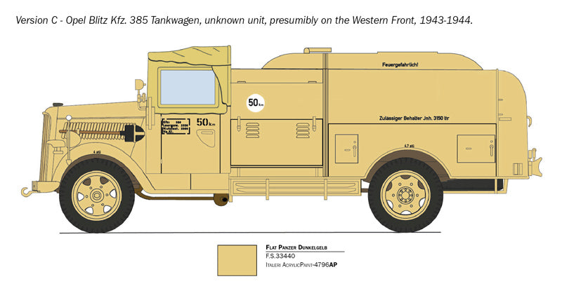 Italeri 2808 - SCALE 1 : 48 OPEL BLITZ TANKWAGEN Kfz.385